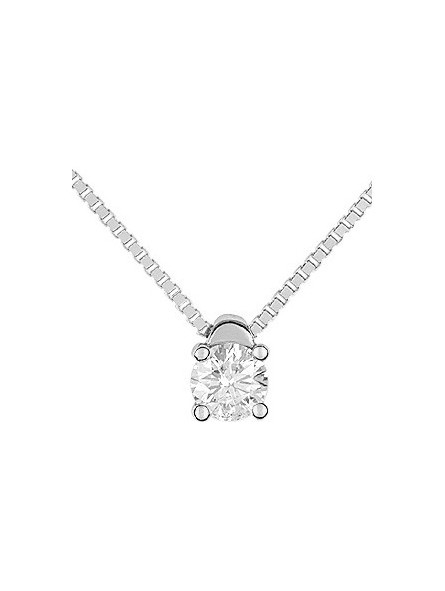Collier Or Blanc 750/000 Solitaire Diamant Qb514Gb4