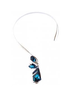 Collier De Art Collection Torque Ajustable Laiton Plaque Argent Rhodie