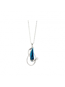 Collier Rhodium S Stalattite Bermuda Blu Pendentif