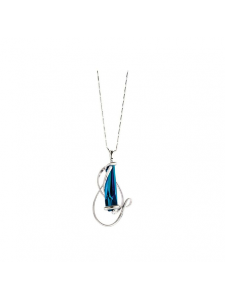 Collier Rhodium S Stalattite Bermuda Blu Pendentif