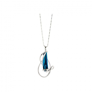 Collier Rhodium S Stalattite Bermuda Blu Pendentif