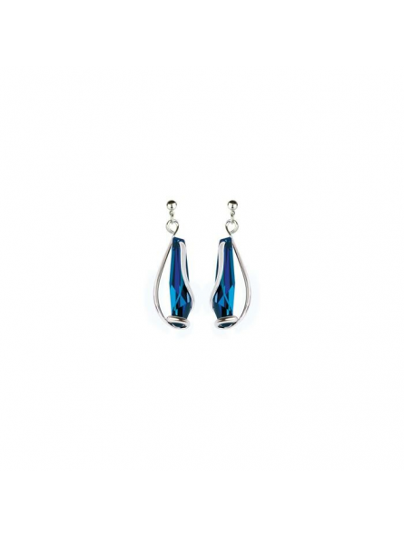 Boucles D'Oreilles Rhodium S Stalattite Bermuda Blu Boucles Courte