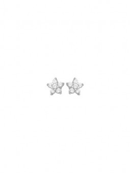 Boucles D'Oreilles Etoiles, Oxyde, Or Blanc 9K 1010380 - Marque Collection Elsass Bijouterie    Oxyde De Zirconium