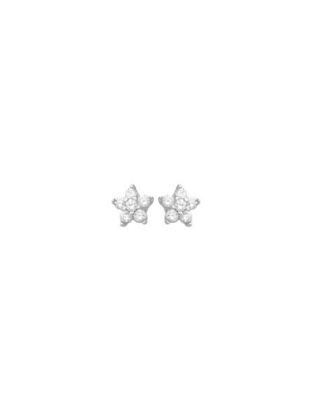 Boucles D'Oreilles Etoiles, Oxyde, Or Blanc 9K 1010380 - Marque Collection Elsass Bijouterie    Oxyde De Zirconium