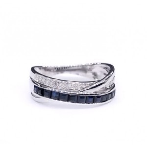 Bague Or Blanc Saphirs Diamants Bijou Collection