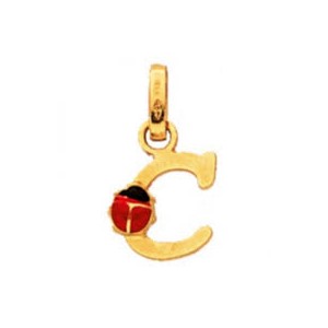 Pendentif Pendentif '' C'' Coccinelle 1006820 - Marque Collection Elsass Bijouterie  Or 375/1000 - Couleur Jaune -