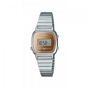 Casio - Montre vintage marron bracelet acier  - Ref LA670WES-4AEF