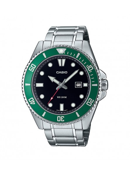 Casio - Montre Homme - Bracelet acier - cadran noir - Ref MDV-107D-3AVEF