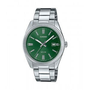 Casio - Montre cadran verte bracelet acier  - Ref MTP-1302PD-3AVEF