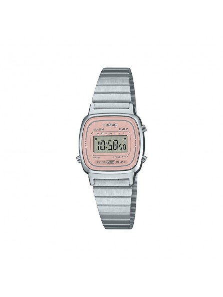 Casio - Montre Femme - Bracelet acier - Affichage digital - Cadran rose - Ref LA670WEA-4A2EF
