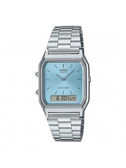 Casio - Montre vintage cadran bleu bracelet acier  - Ref AQ-230A-2A1MQYES