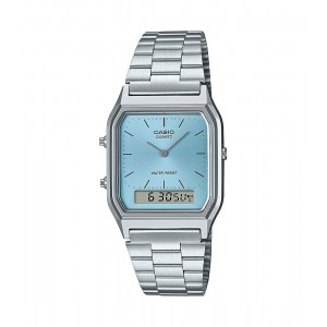 Casio - Montre vintage cadran bleu bracelet acier  - Ref AQ-230A-2A1MQYES