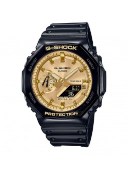 Casio - Montre cadran doré bracelet résine noir - Ref GA-2100GB-1AER