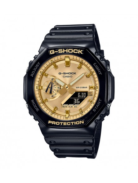 Casio - Montre Mixte - G-Shock Classic - silicone noir - cadran jaune - Ref GA-2100GB-1AER
