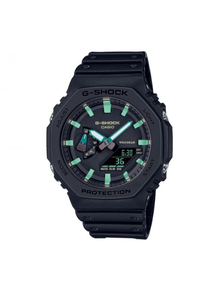 Casio - Montre Homme - G-Shock Classic - silicone noir - cadran noir - Ref GA-2100RC-1AER