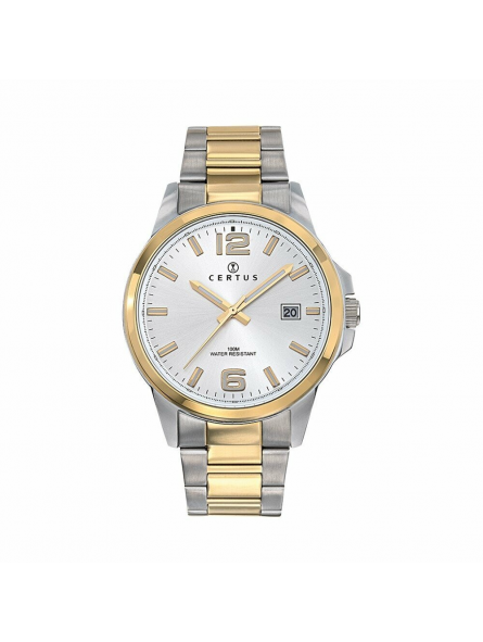 Certus - Montre cadran argenté bracelet bicolore - Ref 616391