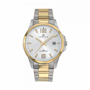Certus - Montre cadran argenté bracelet bicolore - Ref 616391