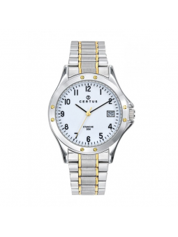 Certus - Montre cadran blanc bracelet acier bicolore - Ref 616402