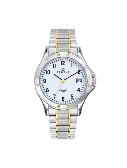 Certus - Montre cadran blanc bracelet acier bicolore - Ref 616402