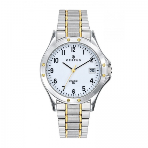 Certus - Montre cadran blanc bracelet acier bicolore - Ref 616402