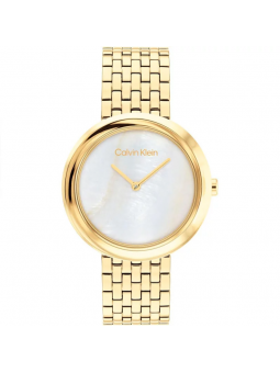 Calvin Klein - Montre Sculptural bracelet acier doré - Ref 25200321
