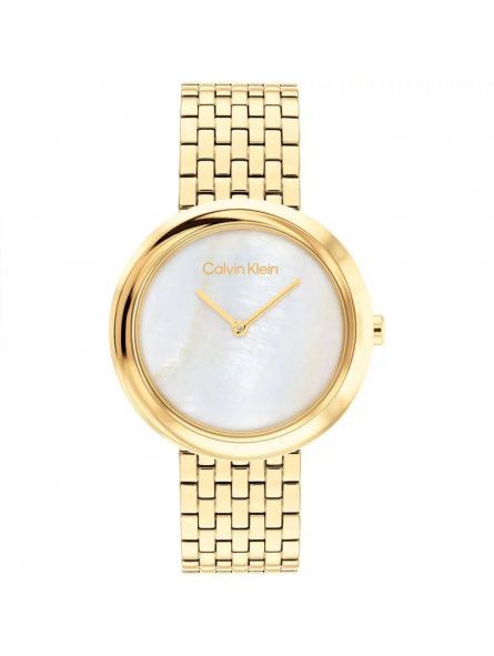Calvin Klein - Montre Sculptural bracelet acier doré - Ref 25200321