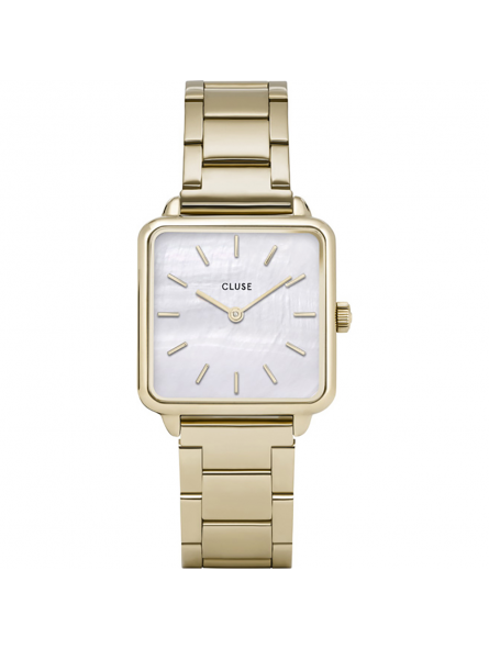 Cluse - Montre la Tétragone cadran blanc bracelet acier doré - Ref CL60026S