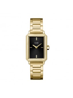 Cluse - Montre Fluette cadran noir bracelet acier doré - Ref CW11512