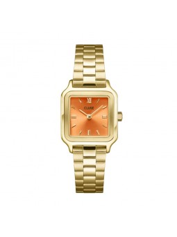 Cluse - Montre Gracieuse cadran orange bracelet acier doré - Ref CW11807