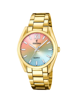 Festina - Montre Boyfriend cadran multicolore bracelet acier doré - Ref F20640/7