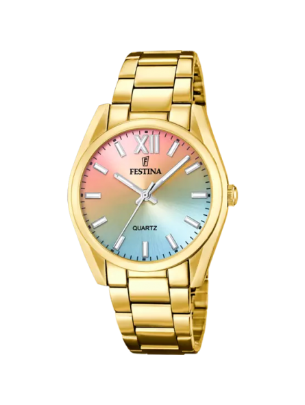 Festina - Montre Femme - Acier doré - cadran multicolore - Ref F20640/7