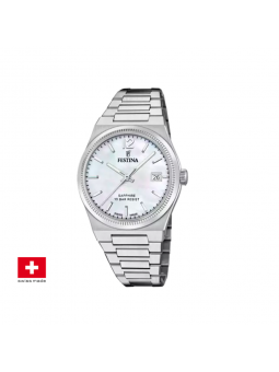 Festina - Montre Swiss Made argentée bracelet acier  - Ref F20035/1