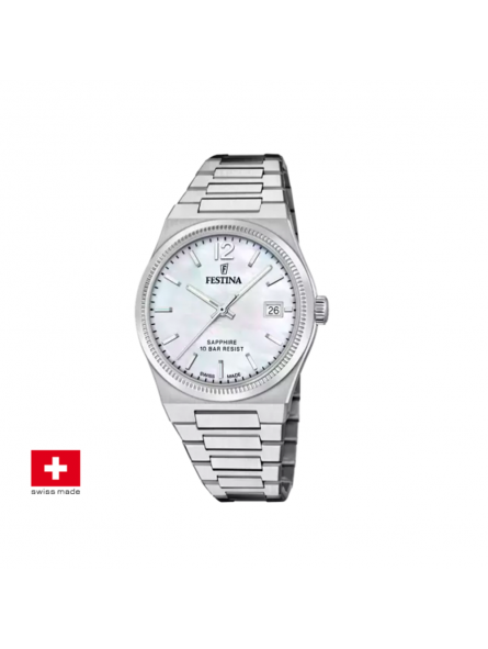 Festina - Montre Femme - Swiss - acier argenté - cadran blanc - Ref F20035/1
