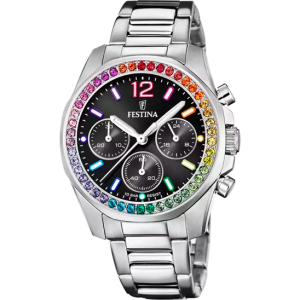 Festina - Montre Boyfriend strass colorés bracelet acier  - Ref F20606/3
