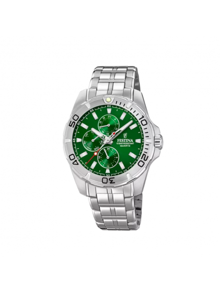 Festina - Montre Homme - Multifonction - acier argenté - cadran vert - Ref F20445/7