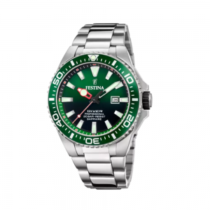 Festina - Montre The Originals Diver cadran verte bracelet acier  - Ref F20663/2