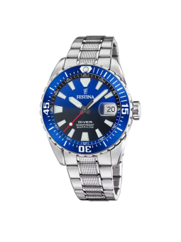 Festina - Montre The Originals Diver cadran bleu bracelet acier  - Ref F20669/1