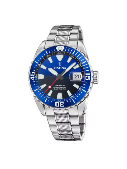 Festina - Montre Homme - Automatique - bracelet acier - cadran bleu - Ref F20669/1