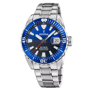 Festina - Montre The Originals Diver cadran bleu bracelet acier  - Ref F20669/1