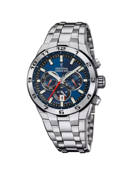 Festina - Montre Homme Chronographe - Bracelet acier - Cadran bleu - Ref F20670/1