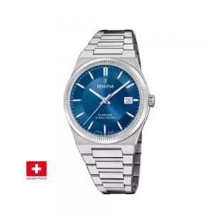 Festina - Montre Swiss made cadran bleu bracelet acier  - Ref F20034/2
