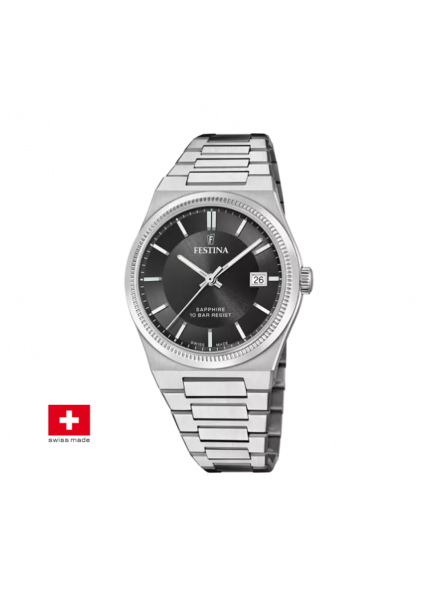 Festina - Montre Homme - Swiss Made - Cadran noir - Ref F20034/4