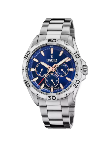 Festina - Montre Homme - Multifonction - acier argenté - cadran bleu - Ref F20623/2