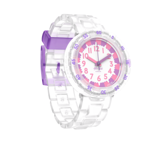Flik Flak - Montre level milky rose bracelet silicone transparent - Ref FCSP124