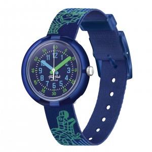 Flik Flak - Montre Cyberozaurus bleue bracelet textile bleu - Ref FPNP135