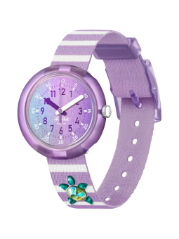 Flik Flak - Montre shining turtle violette bracelet textile violet - Ref FPNP148