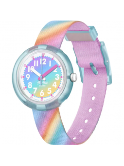 Flik Flak - Montre liquid rainbow multicolore bracelet textile multicolore - Ref FPNP152