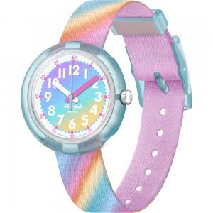 Flik Flak - Montre liquid rainbow multicolore bracelet textile multicolore - Ref FPNP152