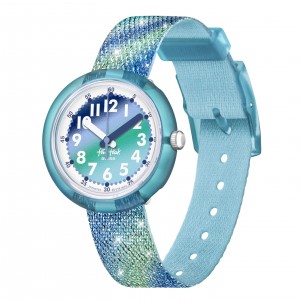 Flik Flak - Montre frozen rainbow bleue bracelet textile bleu - Ref FPNP153
