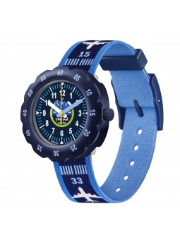 Flik Flak - Montre Takeoff bleue bracelet textile bleu - Ref FPSP068